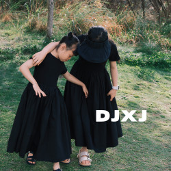 卷媽愛大小卷夏季女童拼接裙子高質顯瘦赫本風長裙低腰T恤連衣裙