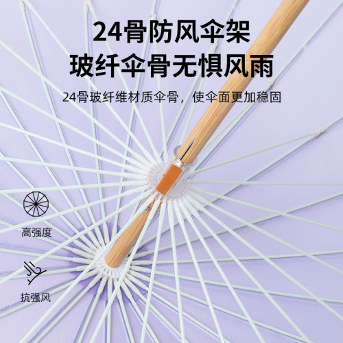 24骨古風漸變色雨繖流蘇長柄繖女加大加厚加固國風直桿繖復古男士