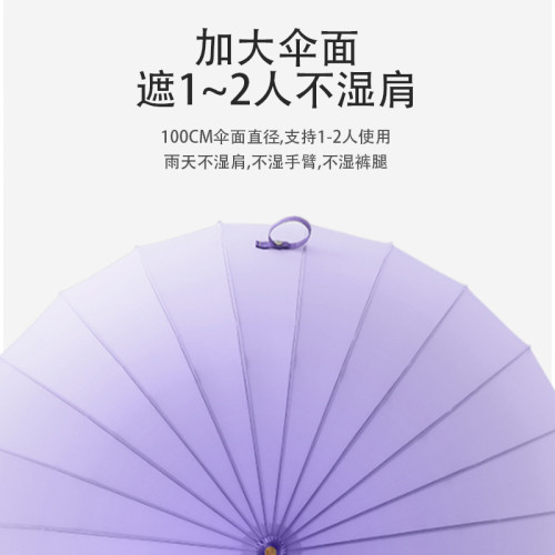 24骨古風漸變色雨繖流蘇長柄繖女加大加厚加固國風直桿繖復古男士