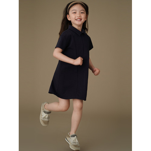 哈齒童裝夏季兒童短袖連衣裙涼感透氣運動裙女童polo裙藏青學院風