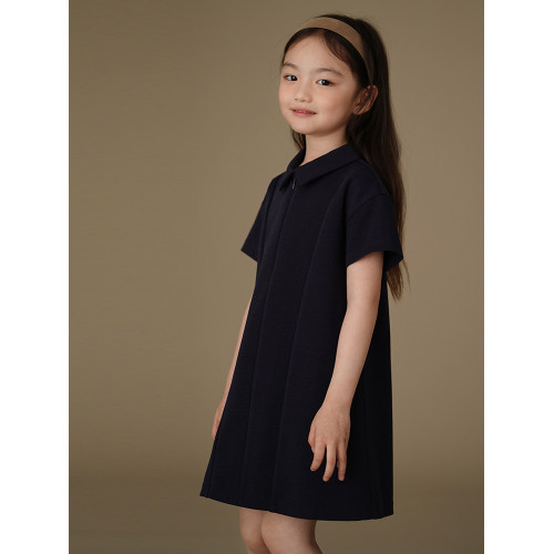 哈齒童裝夏季兒童短袖連衣裙涼感透氣運動裙女童polo裙藏青學院風