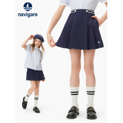 Navigare意大利小帆船童裝女童半身裙2025年夏季新款兒童百褶裙褲