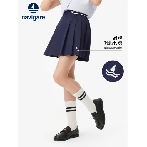 Navigare意大利小帆船童裝女童半身裙2025年夏季新款兒童百褶裙褲