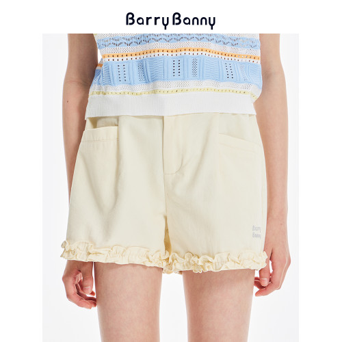 BarryBanny女童萊賽爾短褲2025夏季新款兒童休閒褲中大童花邊褲子