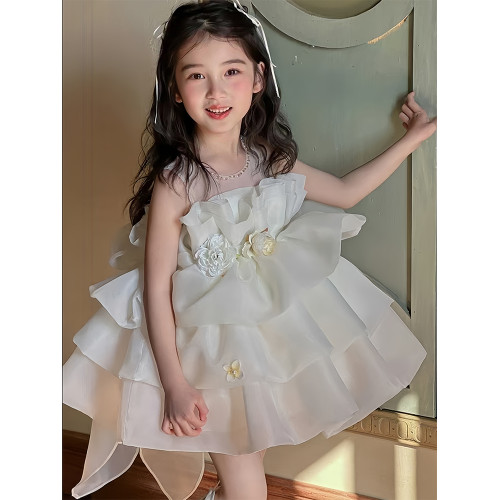 女童公主裙夏季2025新款女寶吊帶蓬蓬裙公主裙禮服甜美裙子生日裙