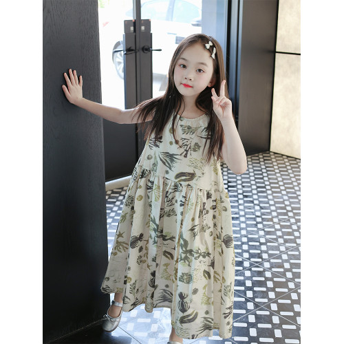 女童連衣裙夏裝2025新款韓版女孩公主裙碎花裙子無袖純棉寬松薄款