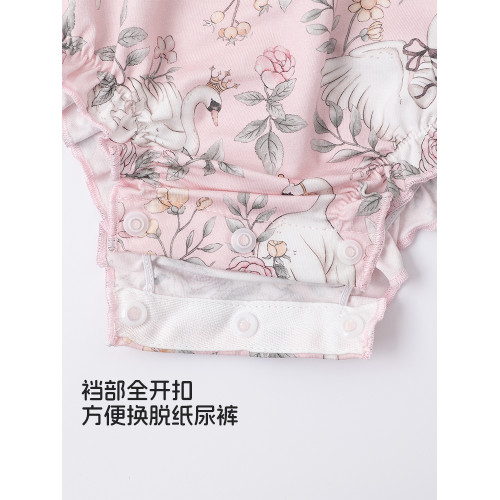 考拉蒂爾嬰兒夏薄款衣服短袖百日寶寶包屁衣女嬰小月齡多巴胺穿搭