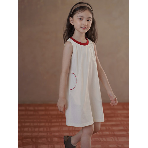 哈齒童裝兒童夏裝杏色裙子女童背心裙速乾透氣夏季薄連衣裙中大童