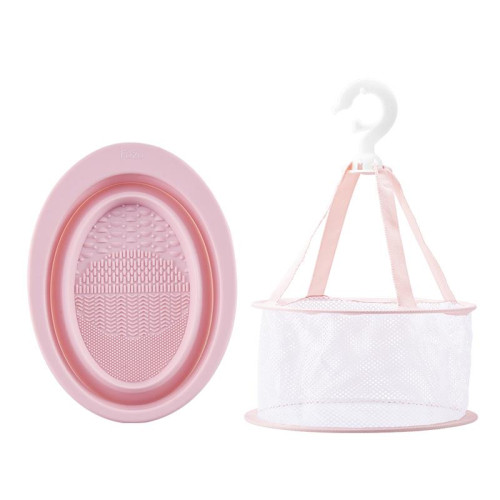化妝刷晾曬美妝蛋晾曬網兜美妝工具海綿粉撲晾曬架洗刷碗兩件套裝