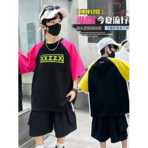 安哼安哼男童夏裝套裝2025新款兒童夏季薄款短袖中大童夏款洋氣男