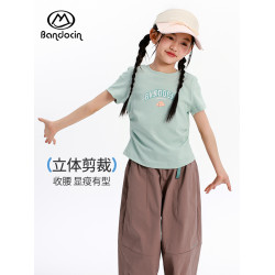 半度閒雲感棉女童夏裝短袖t恤洋氣薄款25新款兒童夏季輕薄上衣潮T