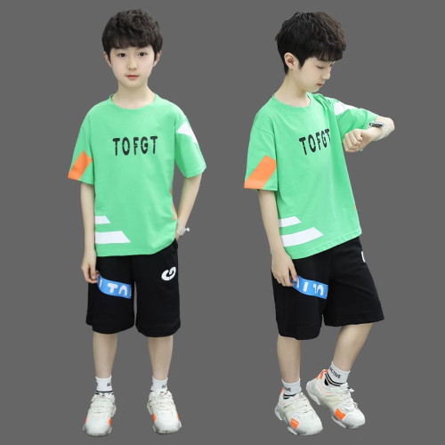 巴拉新款童裝男童夏裝短袖套裝夏季中大童兒童炸街衣服男孩帥氣潮