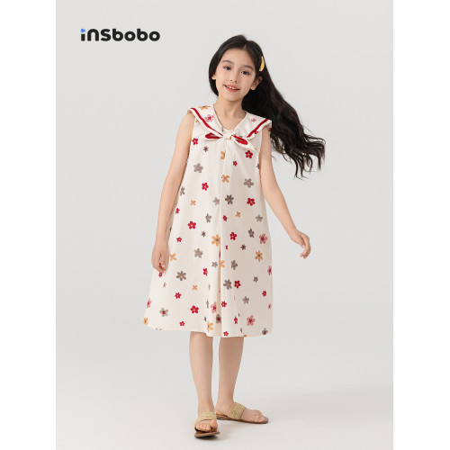 INSbobo童裝女童連衣裙新款時髦裙子兒童裙裝可愛女孩休閒衣服夏
