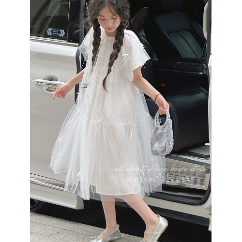 孫小美kids蝴蝶結網紗女童連衣裙2025新款夏裝兒童裙子女孩公主裙
