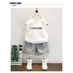 兒童夏季衣服洋氣小孩子韓版圓領無袖衫男童夏裝背心卡通潮童裝