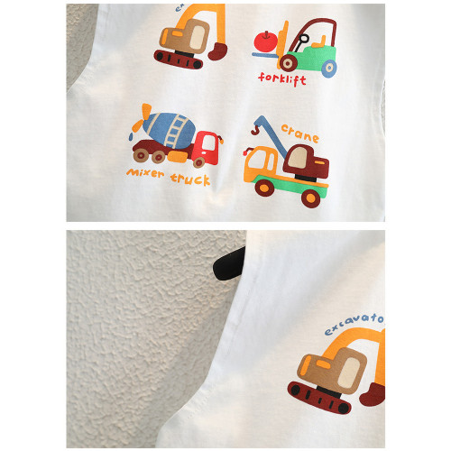 兒童夏季衣服洋氣小孩子韓版圓領無袖衫男童夏裝背心卡通潮童裝