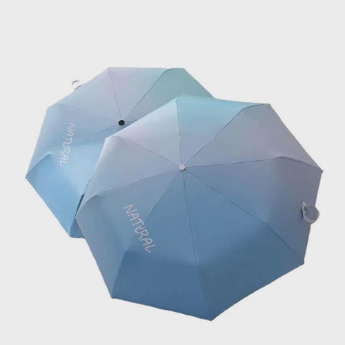 黑膠折曡防曬女晴雨雨繖ins兩用小衆冰藍漸變色雨繖自動遮陽