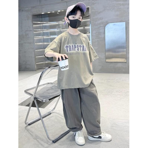 男童夏季2025新款短袖套裝男孩中大童休閒運動防蚊褲兩件套超酷帥