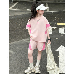 女童夏裝套裝2025新款夏款網紅洋氣8大童夏季短袖t恤小女孩兩件套