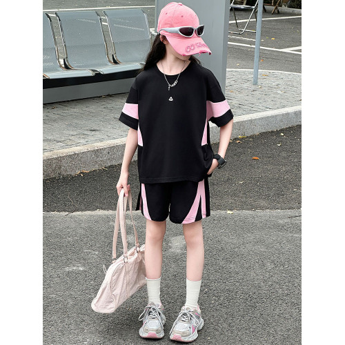 女童夏裝套裝2025新款夏款網紅洋氣8大童夏季短袖t恤小女孩兩件套