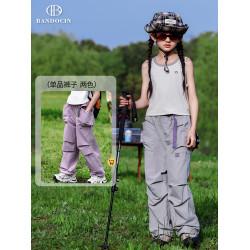 親子女童褲子夏季薄款中大童洋氣2025新款兒童夏裝休閒褲運動長褲