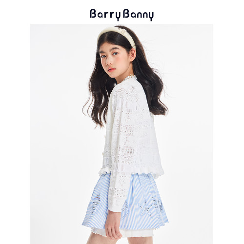 BarryBanny女童海洋冰絲防曬開衫夏季新款兒童海島風涼感薄款外套