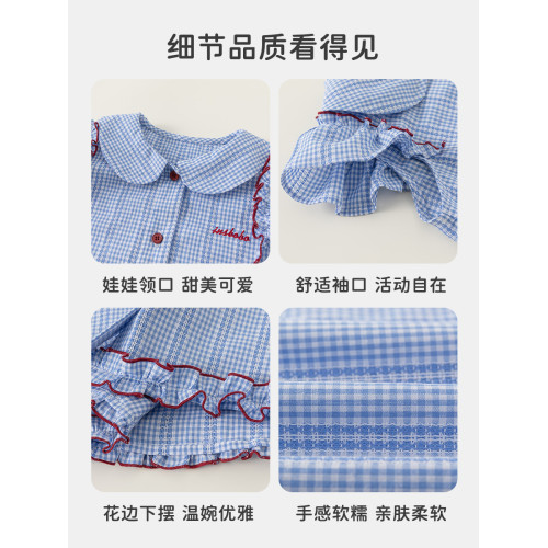 女童連衣裙兒童裙子女孩格子裙大童超好看夏裝高級感童裝漂亮衣服