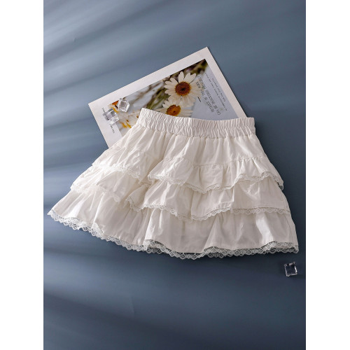 蔚未來女童半身裙夏裝2025新款兒童洋氣蛋糕裙小女孩純棉白色短裙