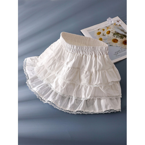 蔚未來女童半身裙夏裝2025新款兒童洋氣蛋糕裙小女孩純棉白色短裙