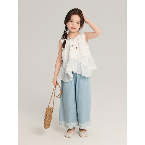 布丁哈魯童裝夏裝女童裙子2026夏新款兒童甜美洋氣背心褲子三件套