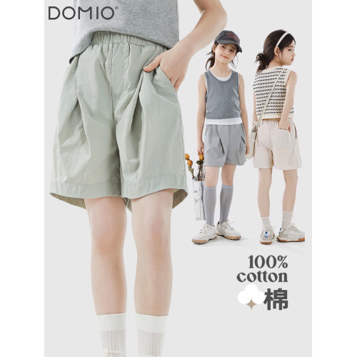 DOMIO女童純棉短褲25夏季新款5分褲工裝褲子大童休閒運動