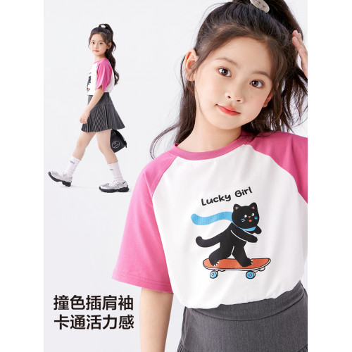 【特惠清倉】左西女童短袖T恤涼感兒童夏裝半袖女孩超好看上衣潮T