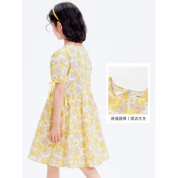 巴拉巴拉女童連衣裙大童復古公主裙夏裝兒童裙子夏季新款童裝潮流