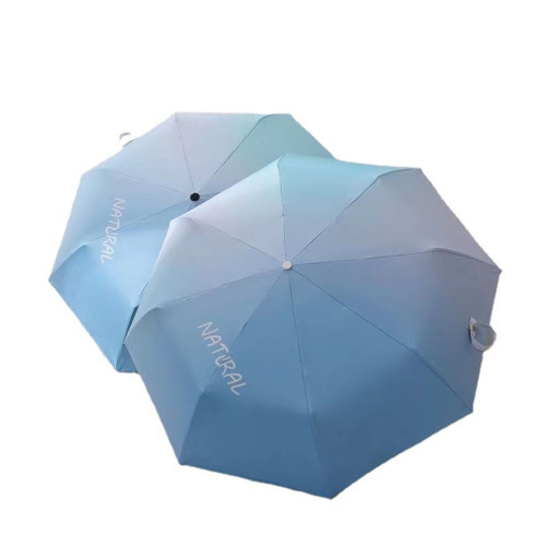 黑膠折曡新品女晴雨雨繖ins兩用小衆冰藍漸變色雨繖自動遮陽