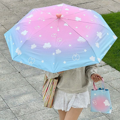 遇水現花變色雨傘晴雨兩用傘高質感防曬防紫外線太陽傘折曡遮陽傘