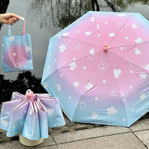 遇水現花變色雨傘晴雨兩用傘高質感防曬防紫外線太陽傘折曡遮陽傘