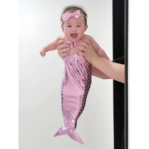 美人魚衣服嬰兒人魚尾巴小月齡寶寶百天滿月生日周嵗拍照服裝道具