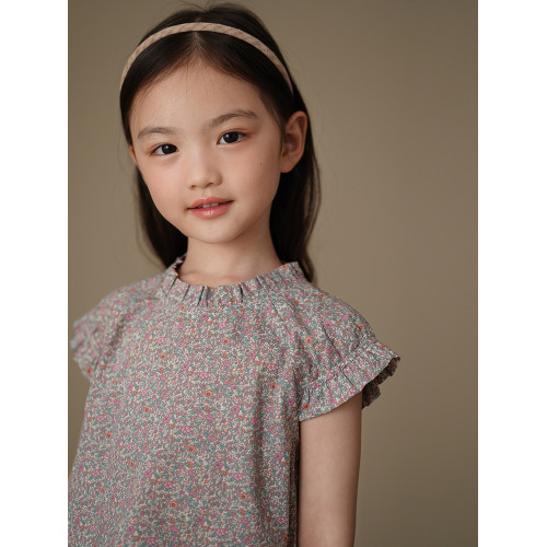 哈齒童裝夏季兒童襯衫韓版碎花女童短袖上衣中大童夏裝2025新款