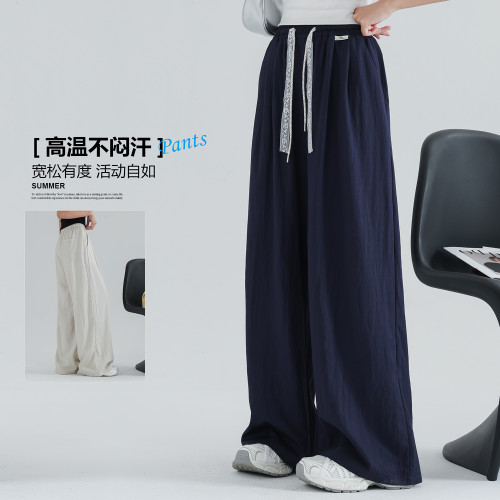 女童夏季薄款褲子2025新款洋氣中大童純棉休閒直筒濶腿褲外穿夏裝