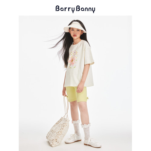 BarryBanny女童外穿短褲中褲瑜伽褲夏季薄款中大童運動休閒五分褲
