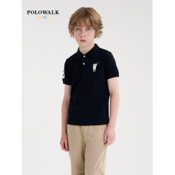 POLOWALK童裝新品夏季短袖翻領polo衫T恤男童上衣親膚透氣休閒