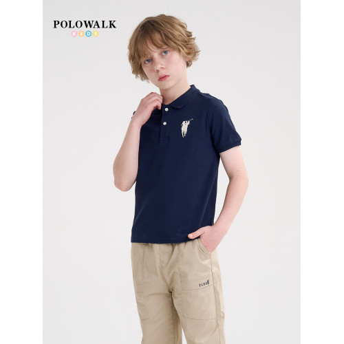 POLOWALK童裝新品夏季短袖翻領polo衫T恤男童上衣親膚透氣休閒
