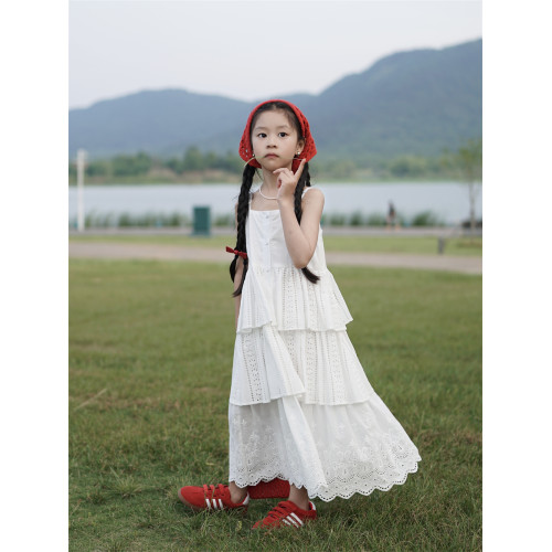 TOUKIDS西北沙漠雲南新疆草原旅行穿搭女童罩衫連衣裙白色度假風