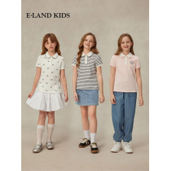 【5A抗菌】eland kids衣戀童裝女童POLO衫25年夏季新品學院風上衣