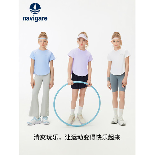 Navigare意大利小帆船童裝女童短袖T恤2025年夏季薄款兒童上衣
