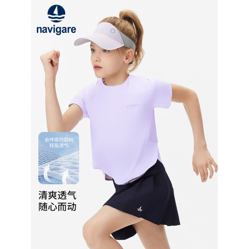 Navigare意大利小帆船童裝女童短袖T恤2025年夏季薄款兒童上衣