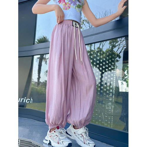 女童冰絲防蚊褲2025新款兒童休閒寬松燈籠褲夏季輕薄束腳速乾褲子