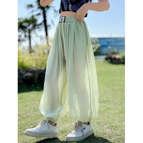 女童冰絲防蚊褲2025新款兒童休閒寬松燈籠褲夏季輕薄束腳速乾褲子