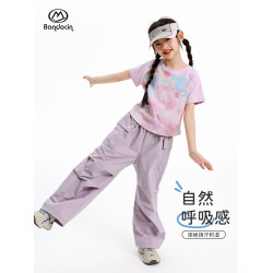半度閒女童夏季薄款抗皺繖兵褲洋氣2025新款兒童夏裝透氣工裝長褲