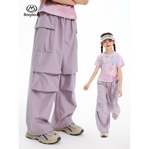半度閒女童夏季薄款抗皺繖兵褲洋氣2025新款兒童夏裝透氣工裝長褲